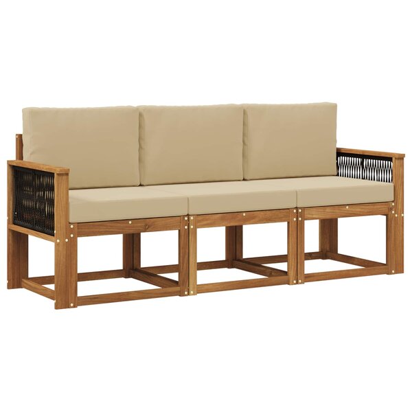 vidaXL Ensemble de canapés d'extérieur 3 pc Naturel