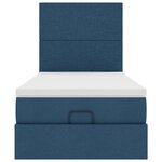 vidaXL Lit ottoman avec matelas et LED Bleu 100x200 cm Tissu