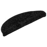 vidaXL Tapis d'escalier 30 pièces 56 x 17 x 3 cm Noir Demi-rond