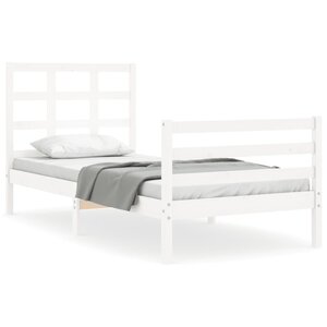 vidaXL Cadre de lit sans matelas blanc bois massif