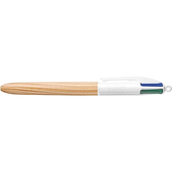 Stylo Bille 4Colours Rétractable Wood Style Pointe Moyenne x 12 BIC