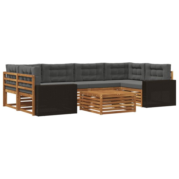 vidaXL Ensemble de canapés d'extérieur 7 pc Naturel et Anthracite