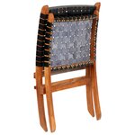 vidaXL Chaise pliable bandes croisées noir cuir véritable