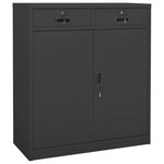 Armoire de bureau avec 2 étagères réglables rangement dossiers 90 x 40 x 102 cm en acier anthracite 02_0046910