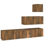vidaXL Ensemble de meubles TV 4 Pièces Chêne fumé Bois d'ingénierie