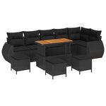 vidaXL Ensemble de canapé de jardin 10 Pièces Noir Poly Rattan