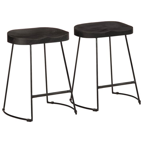 vidaXL Tabourets de bar lot de 2 noir 46x38x52 cm bois manguier massif