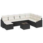 vidaXL Ensemble de canapé de jardin 9 Pièces Noir 55 x 62 x 69 cm