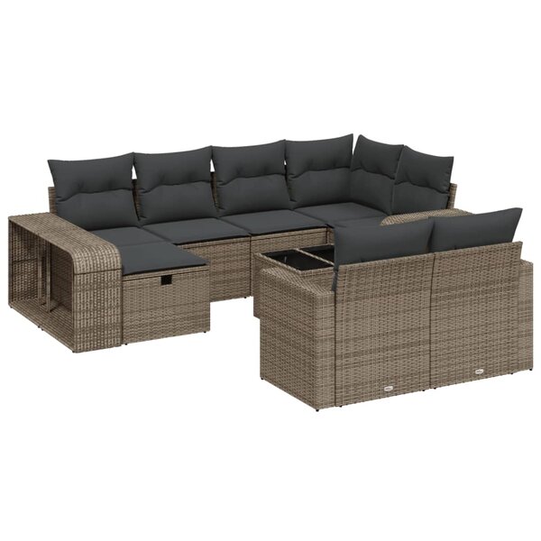 vidaXL Salon de jardin 11 Pièces avec coussins gris clair résine tressée