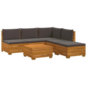 vidaXL Ensemble de canapés d'extérieur avec coussin 6 Pièce Marron