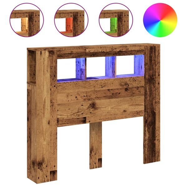 vidaXL Tête de lit à LED vieux bois 120x18 5x103 5cm bois d'ingénierie