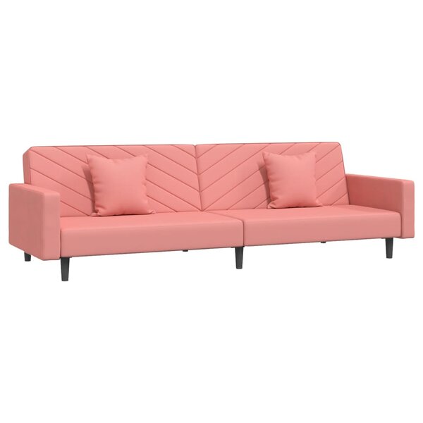 vidaXL Canapé-lit à 2 places avec deux oreillers Rose Velours