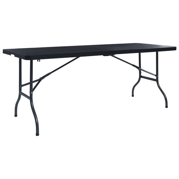 vidaXL Table pliable de jardin Noir 180x75x72 cm PEHD Imitation rotin
