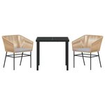 vidaXL Ensemble de salle à manger pour jardin 3 Pièces Marron Poly rotin