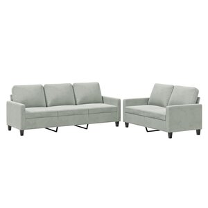 vidaXL Ensemble de canapés 2 Pièces avec coussins Gris clair Velours