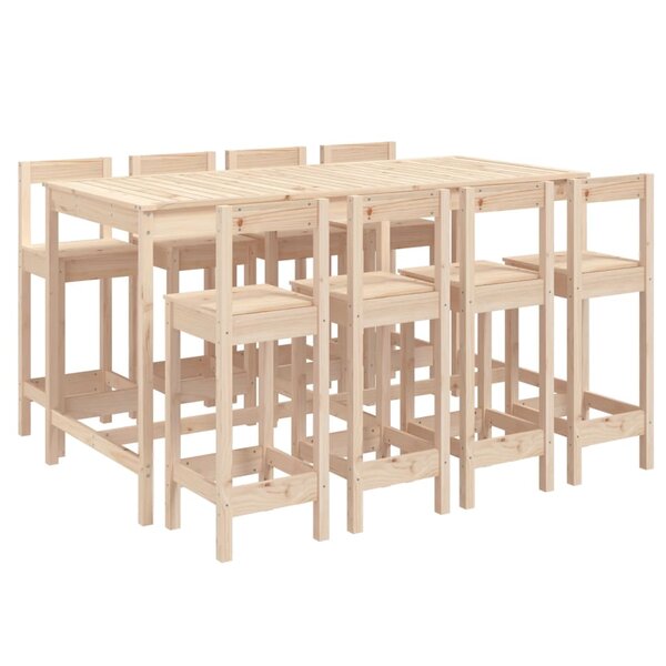 vidaXL Ensemble de bar de jardin 9 Pièces Bois de pin massif