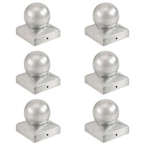vidaXL Bouchons de poteau 6 Pièces Globe final Métal galvanisé 71x71 mm