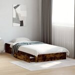 vidaXL Cadre de lit avec tiroirs sans matelas chêne fumé 75x190 cm