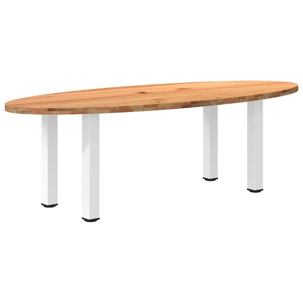 vidaXL Table à manger marron clair bois de chêne massif ovale