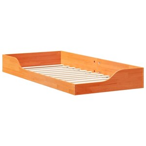 vidaXL Cadre de lit surélevé Marron cire 90 x 200 cm