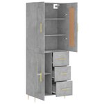 vidaXL Buffet haut Gris béton 69 5x34x180 cm Bois d'ingénierie