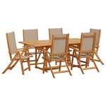 vidaXL Ensemble à manger de jardin 7Pièces bois d'acacia solide textilène