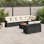 vidaXL Salon de jardin 9 Pièces avec coussins noir résine tressée