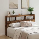 vidaXL Armoire tête de lit avec LED vieux bois 180x17x102 cm