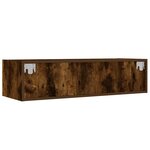 vidaXL Meuble TV avec lumières LED chêne fumé 100X35 5x25 cm