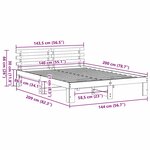 vidaXL Cadre de lit Marron 140 x 200 cm Bois de pin massif