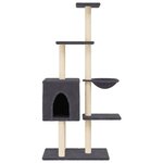 vidaXL Arbre à chat avec griffoirs en sisal Gris foncé 145 cm