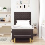 vidaXL Lit à ressorts avec matelas Marron foncé 100 x 200 cm tissu