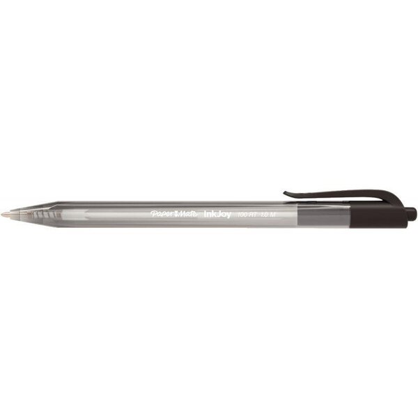 Stylo à bille Papermate rétractable, pointe moyenne, corps triangulaire plastique couleur, encre ULV noire, bleue et rouge
