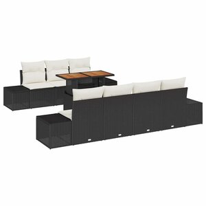 vidaXL Ensemble de salle à manger pour jardin 8 Pièces Noir et Crème
