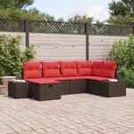 vidaXL Ensemble de canapé de jardin 6 Pièces Marron 55 x 62 x 69 cm