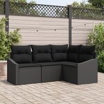 vidaXL Ensemble de jardin de 4 pièces avec coussins en poly rattan noir