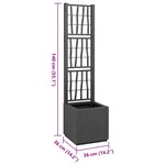 vidaXL Pot de jardin gris foncé avec treillis - 36x36x140 cm