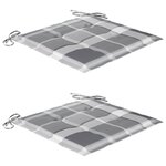 vidaXL Chaises de jardin lot de 2 avec coussins à carreaux gris Teck