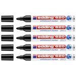 Marqueur pour Tableaux blancs 620 Noir Corps Alu Pointe Ronde 1 5-3 mm x 5 EDDING