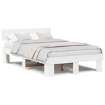 vidaXL Cadre de lit Blanc 135 x 190 cm Bois massif en pin
