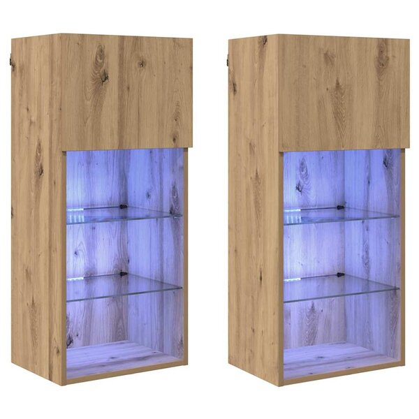 vidaXL Meubles TV muraux 2 Pièces Chêne artisanal 40 5 x 30 x 90 cm