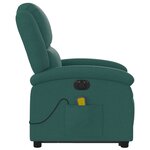 vidaXL Fauteuil inclinable de massage électrique Vert foncé Tissu