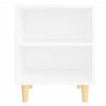 vidaXL Table de chevet avec pieds en bois massif Blanc 40x30x50 cm