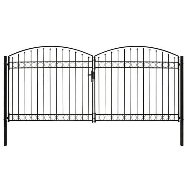 vidaXL Portillon double porte avec dessus arqué Acier 400x200 cm Noir