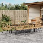 vidaXL Ensemble de salle à manger de jardin 9 pièces marron poly rotin