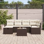 vidaXL Ensemble de canapé de jardin 7 Pièces Marron Poly rotin