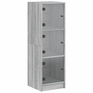 vidaXL Buffet avec portes en verre sonoma gris 35x37x109 cm