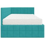 vidaXL Cadre de lit d'angle avec matelas 2 Pièces Turquoise Velours