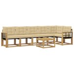 vidaXL Ensemble de canapés d'extérieur 7 Pièces Blanc et Beige
