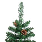 vidaXL Sapin de Noël mince avec bois véritable et cônes vert 210cm PVC